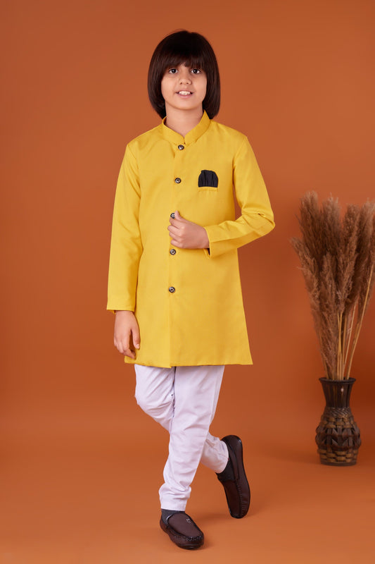 Boy's Traditional Ethnic Wear Yellow Kurta Pajama Set