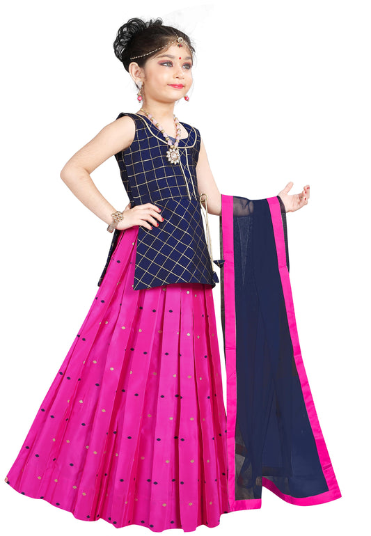 Girls Readymade Cotton Silk Lehenga With Dupatta Set Choli