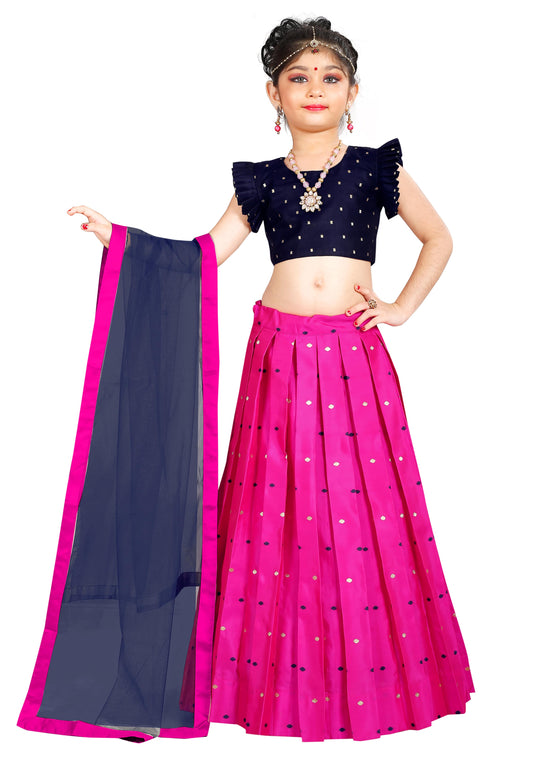 Girls Readymade Cotton Silk Lehenga With Dupatta Set Choli