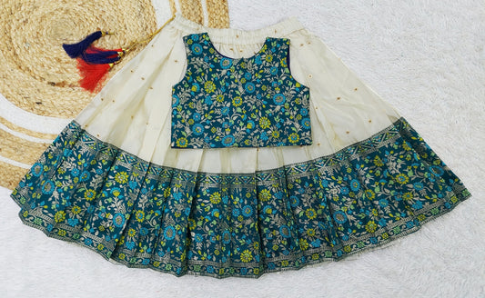 Baby Girl's Traditional Readymade South Indian Rama Pattu Pavadai Lehenga Choli For Kid's