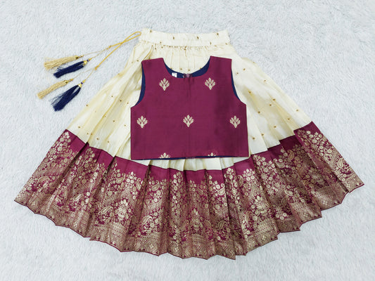 FELIZ COUTURE Kids Baby Girl's Purple Readymade Lehenga Choli