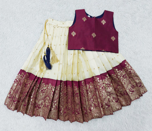 FELIZ COUTURE Kids Baby Girl's Purple Readymade Lehenga Choli