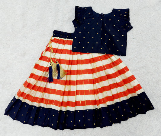 FELIZ COUTURE Baby Girl's South Indian Pattu Pavadai Red Lehenga Choli for Kids