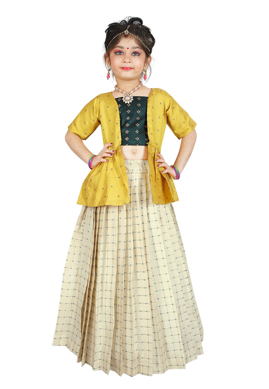 Girls Readymade Cotton Silk Lehenga Set Choli Kids