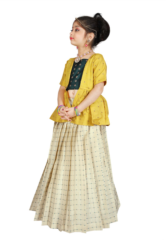 Girls Readymade Cotton Silk Lehenga Set Choli Kids