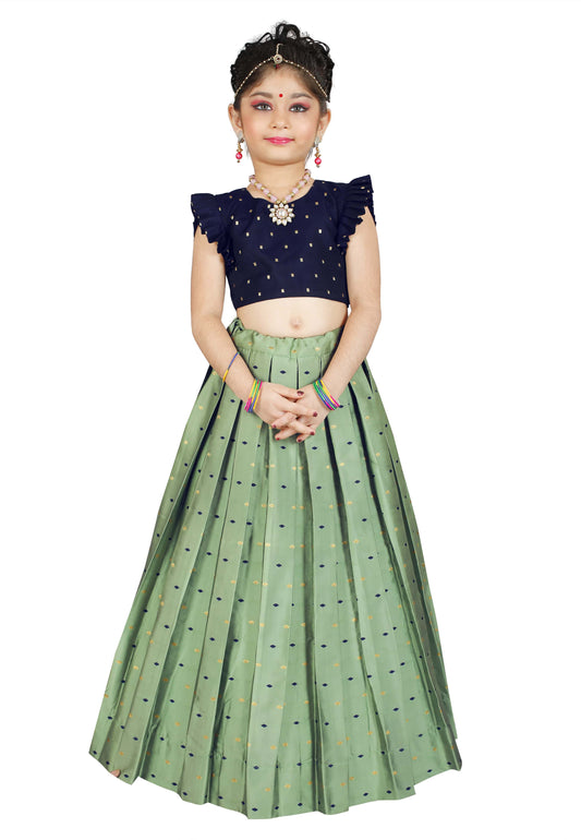 Girls Pista Traditional Lehenga With Dupatta Set Choli