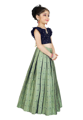 Girls Pista Traditional Lehenga With Dupatta Set Choli