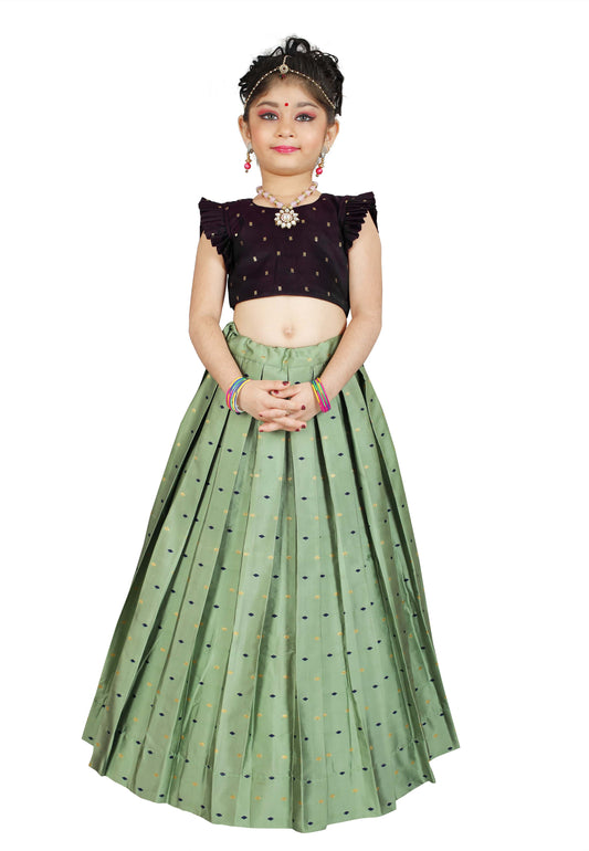 Girls Pista Traditional Lehenga With Dupatta Set Choli Kids