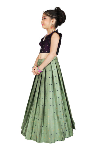 Girls Pista Traditional Lehenga With Dupatta Set Choli Kids