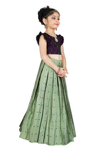 Girls Pista Traditional Lehenga With Dupatta Set Choli Kids