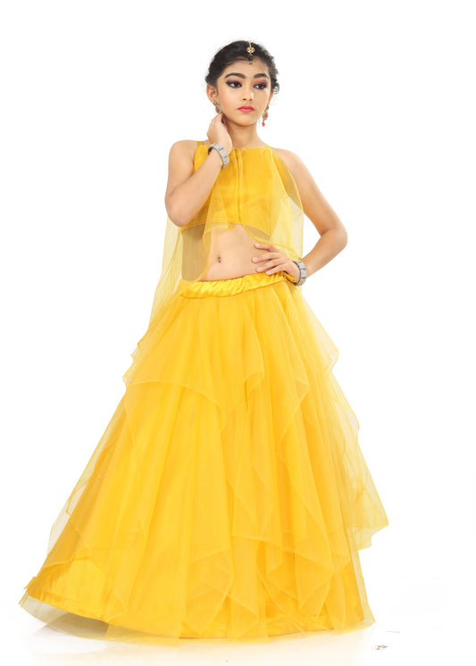 Girl's Yellow Wedding lehenga Choli Set