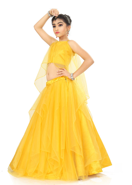 Girl's Yellow Wedding lehenga Choli Set