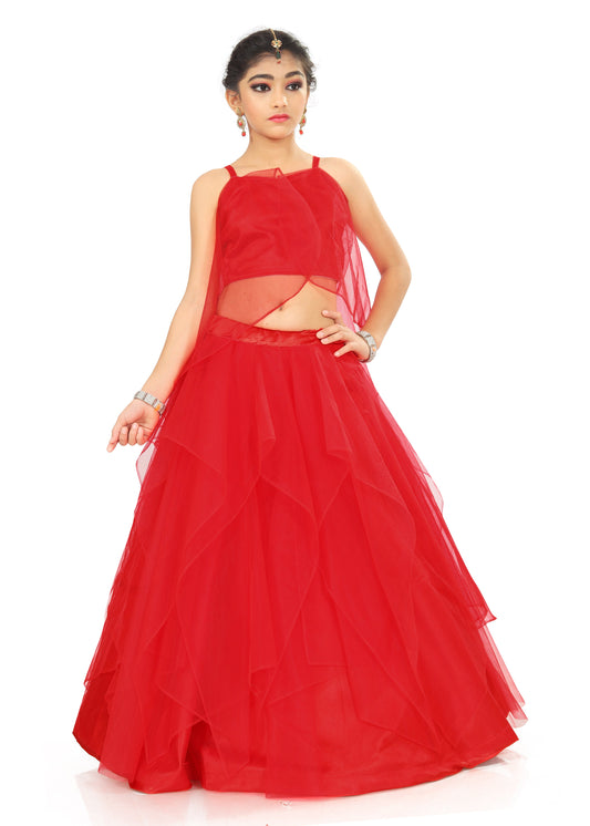 Girl's Red Wedding lehenga Choli Set