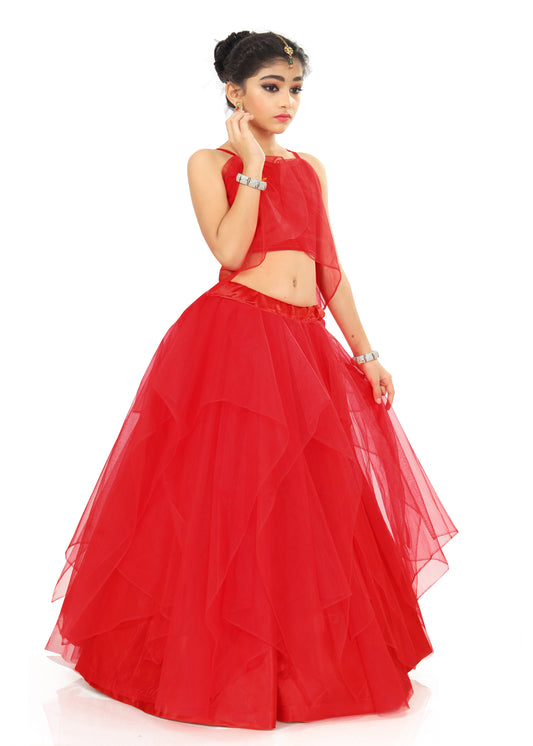 Girl's Red Wedding lehenga Choli Set