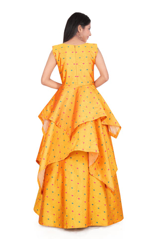 Girls Wedding Maxi Yellow Dress For Kids