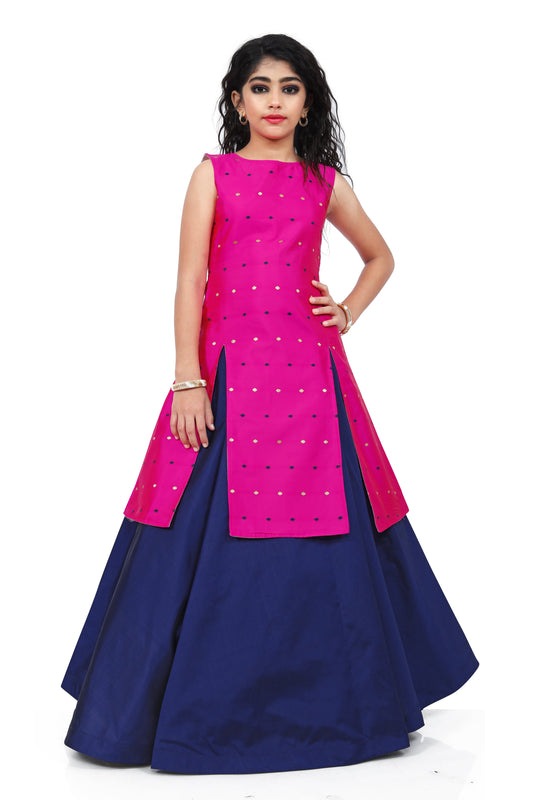 Kids Girls Casual Indo Western royal pink lehenga Dress