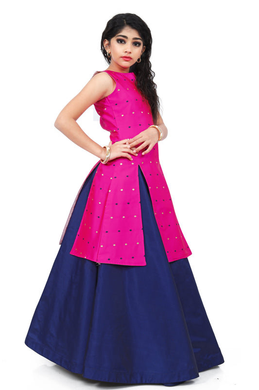 Kids Girls Casual Indo Western royal pink lehenga Dress