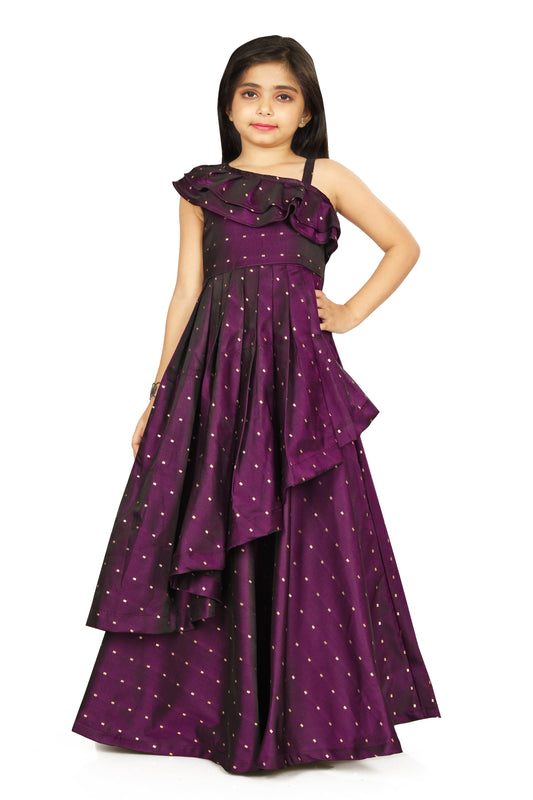 Kids Birthday Party Maroon Gown Dress for Girl's